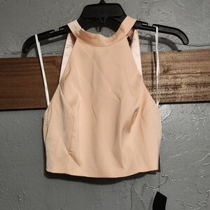Lulus Women's Size XS Peach Silky Crop Halter Sleeveless Dressy Top